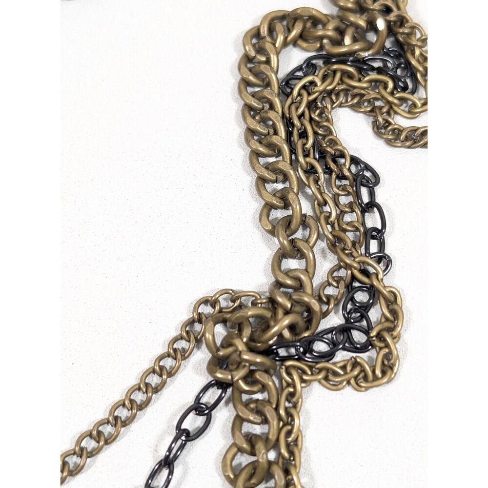 Simply Vera Wang Bronze Tone Brown Black Chunky Charm Layered Chain Necklace 24" - Picture 11 of 14